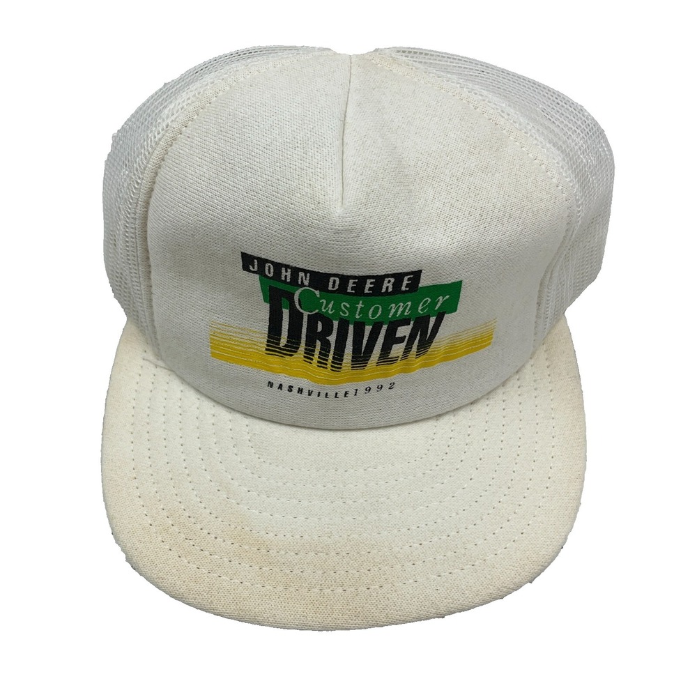 Vintage John Deere Trucker Hat Cap Snap Back Customer Driven 80s 90s USA Farm A7